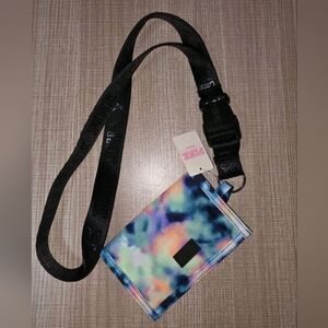 NWT Victoria Secret Pink Keychain Mesh Pocket Lanyard Wallet Tie Dye Print